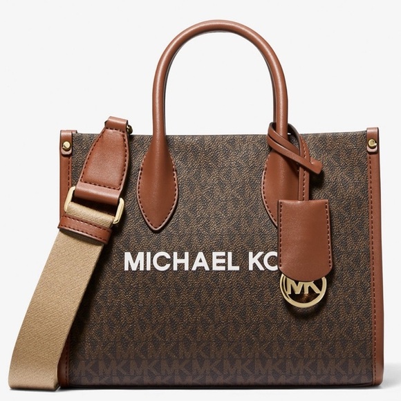 Michael Kors Handbags - Michael Kors Mirella Small Signature Logo Crossbody Bag Brown Signature